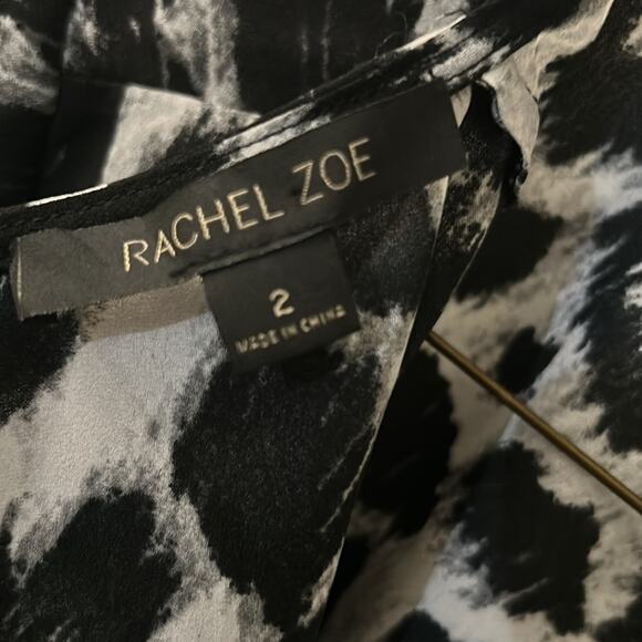 Rachel Zoe Black/White Animal Print Dress Tunic 2 Long Sleeve Mobwife Dopamine - Picture 12 of 14